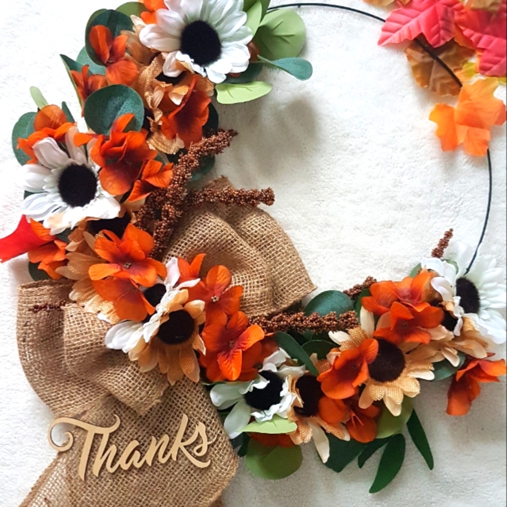 Fall Farmhouse Handmade Wreath Wired Autumn Wreath